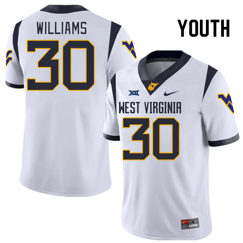 Youth #30 Rickey Williams West Virginia Mountaineers College 2024 New Uniforms Football Jerseys Stit